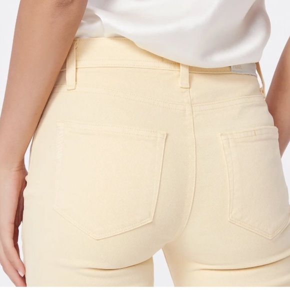 Paige Butter Yellow Claudine Ankle Flare Denim Jeans Size 30 - Picture 2 of 12